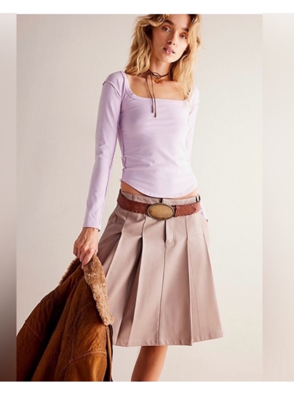 Free People We The Free Can’t Let Go Tee Ballet Neck Lavender Small Whimsy